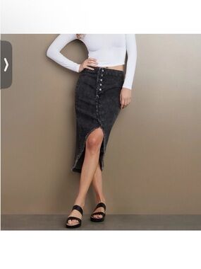 Wash lab button front wrap skirt